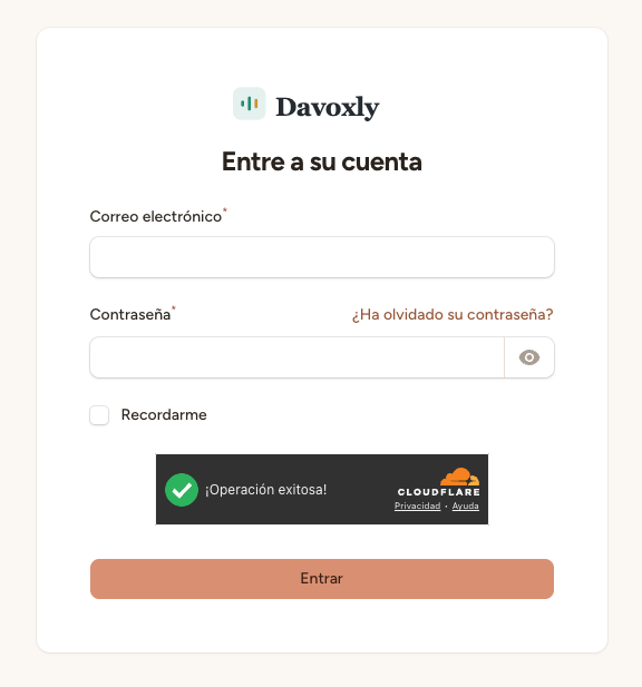 Formulario de inicio de sesión con campos de email y contraseña