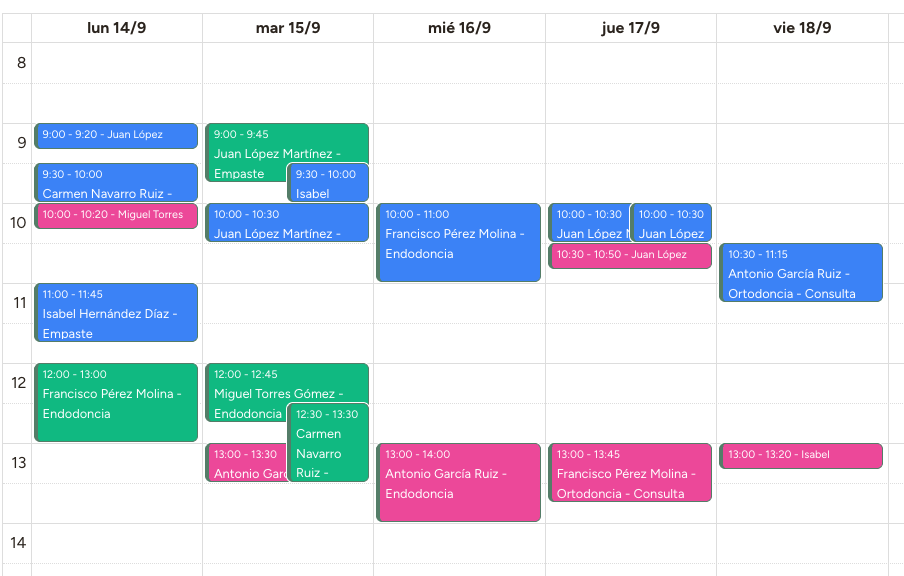 Calendario visual